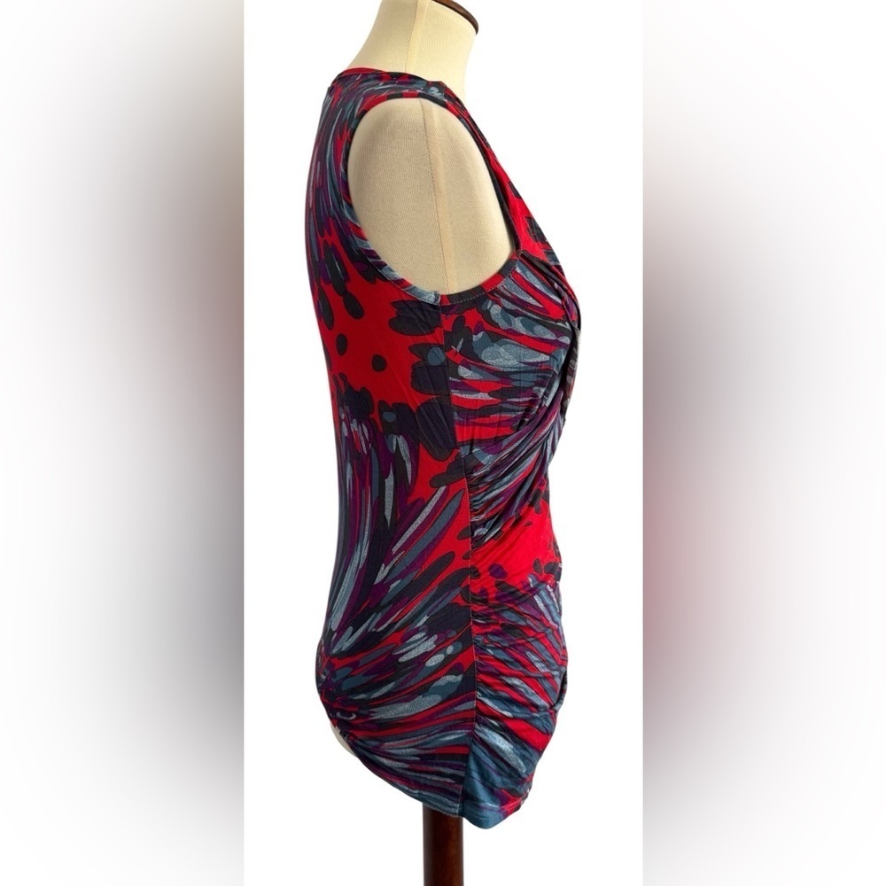 Weston Wear Red Blue Splash Color Sleeveless V Neck Y2K 2000's Blouse Size Small - Picture 2 of 13
